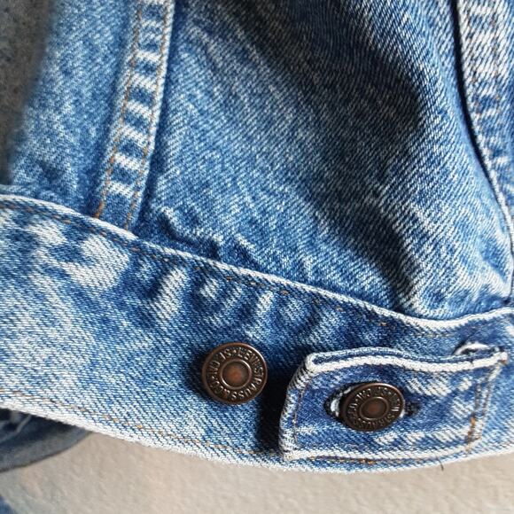 Levis VINTAGE Denim 70506 0216 Trucker Jacket Little e Distressed Made USA 44 - Picture 7 of 11
